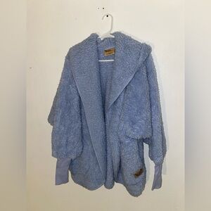 Nordic Beach Fleece One-size Hooded Beach Wrap Blue Cozy Oversized